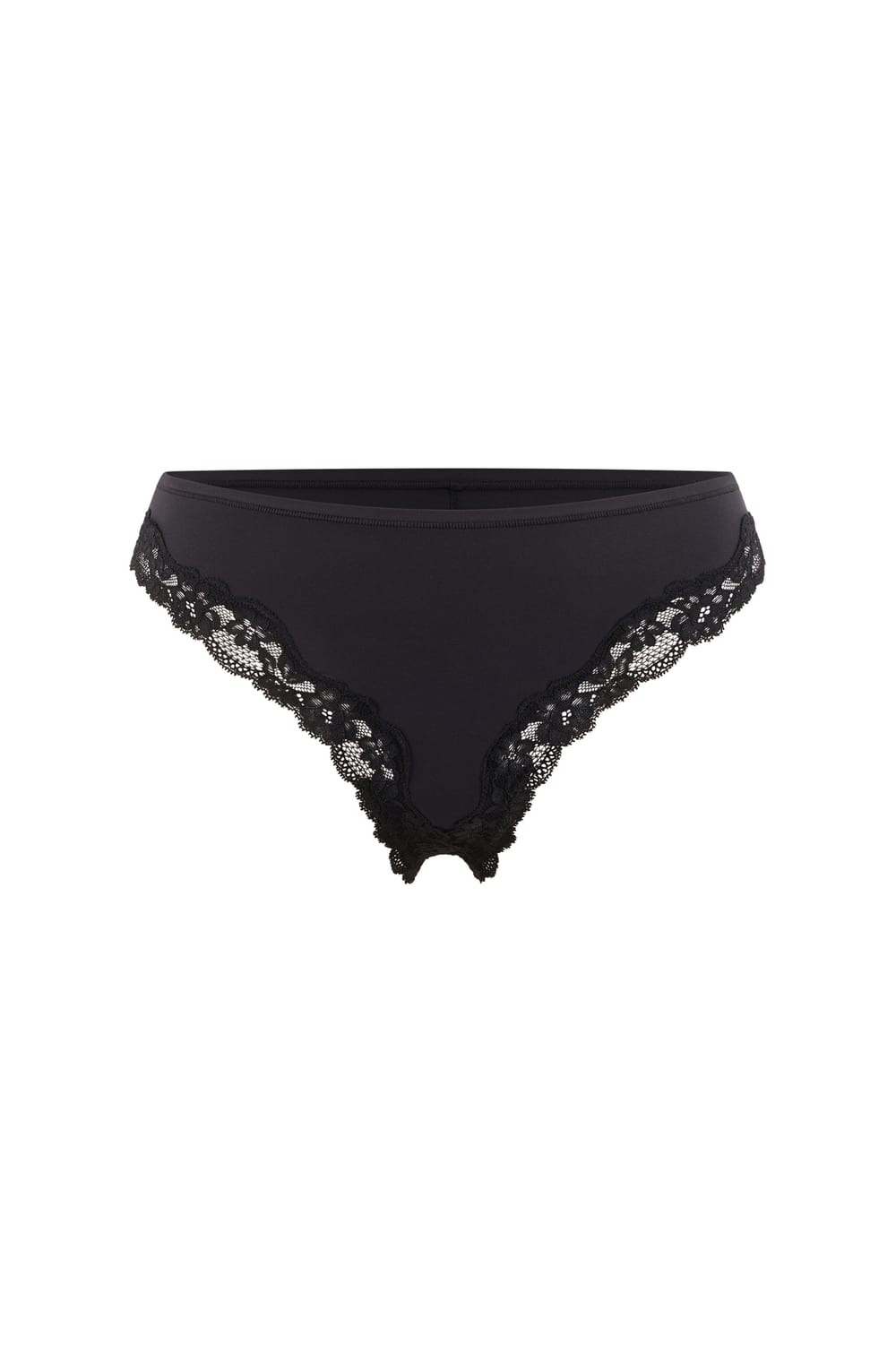 Tanga en microfibre et dentelle;${refinementColor}