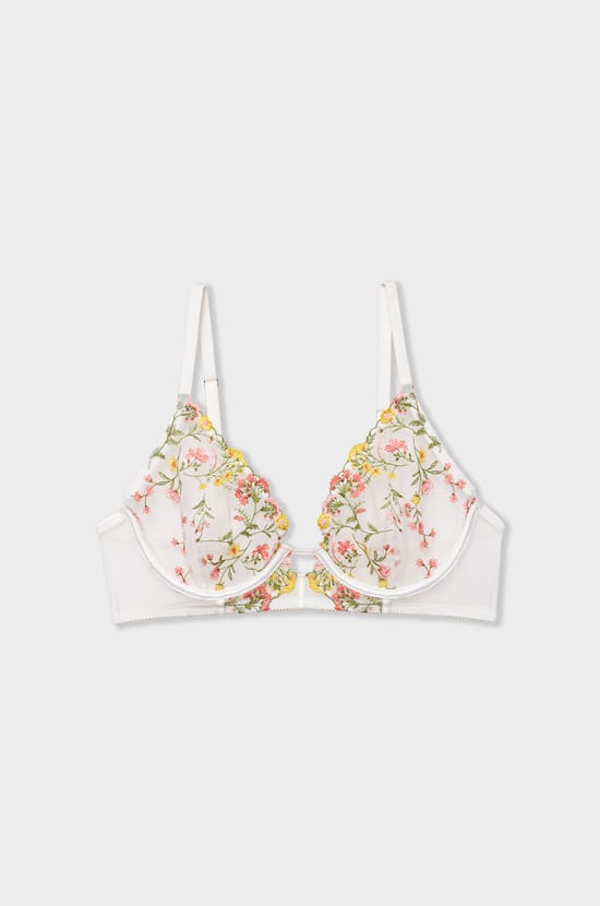 Demi bra with floral embroidery;${refinementColor}