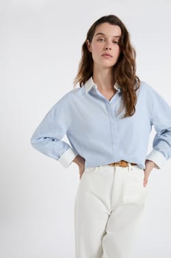 Two-tone shirt with cotton;${refinementColor}