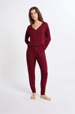 Camiseta de pijama de manga larga de modal;${refinementColor}