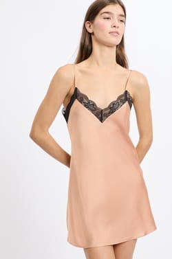 Satin Nightdress with Lace Details;${refinementColor}