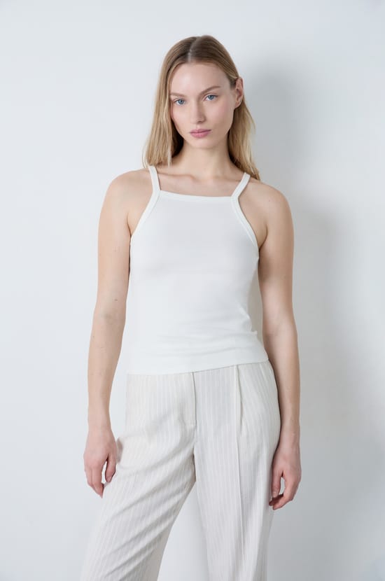Ribbed Cotton Tank Top;${refinementColor}