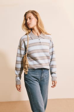 Pull manches longues &agrave; rayures;${refinementColor}