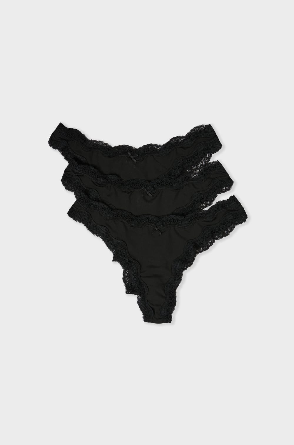 Lot de 3 tangas en coton et dentelle;${refinementColor}
