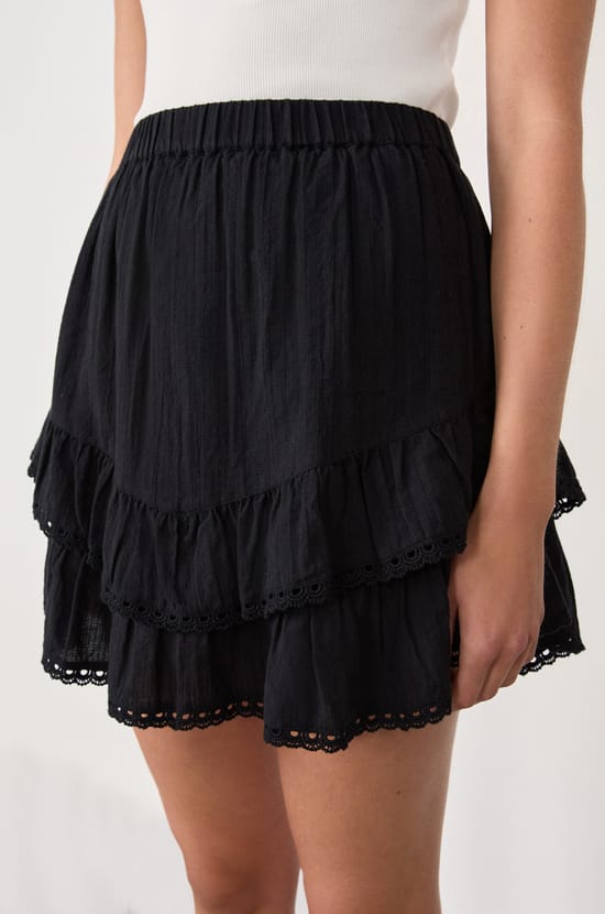 Cotton skirt with embroidery;${refinementColor}