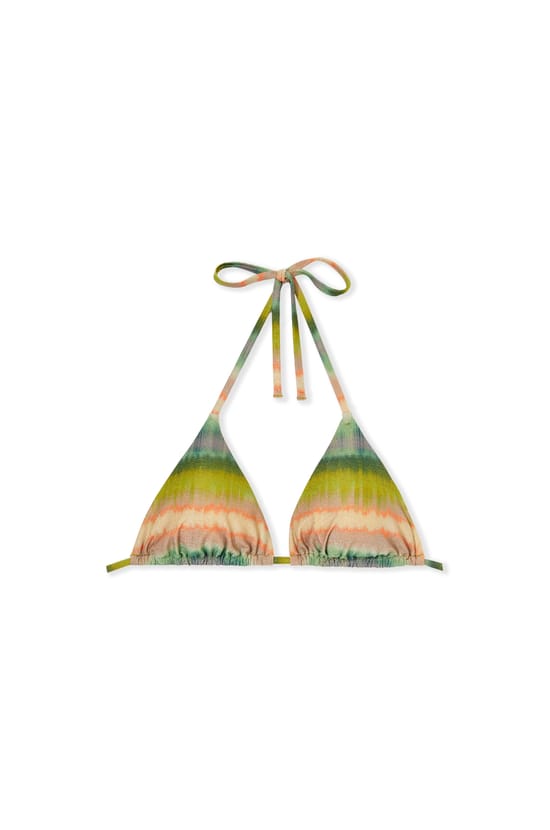 Haut de maillot de bain triangle imprim&eacute; paillet&eacute;;${refinementColor}