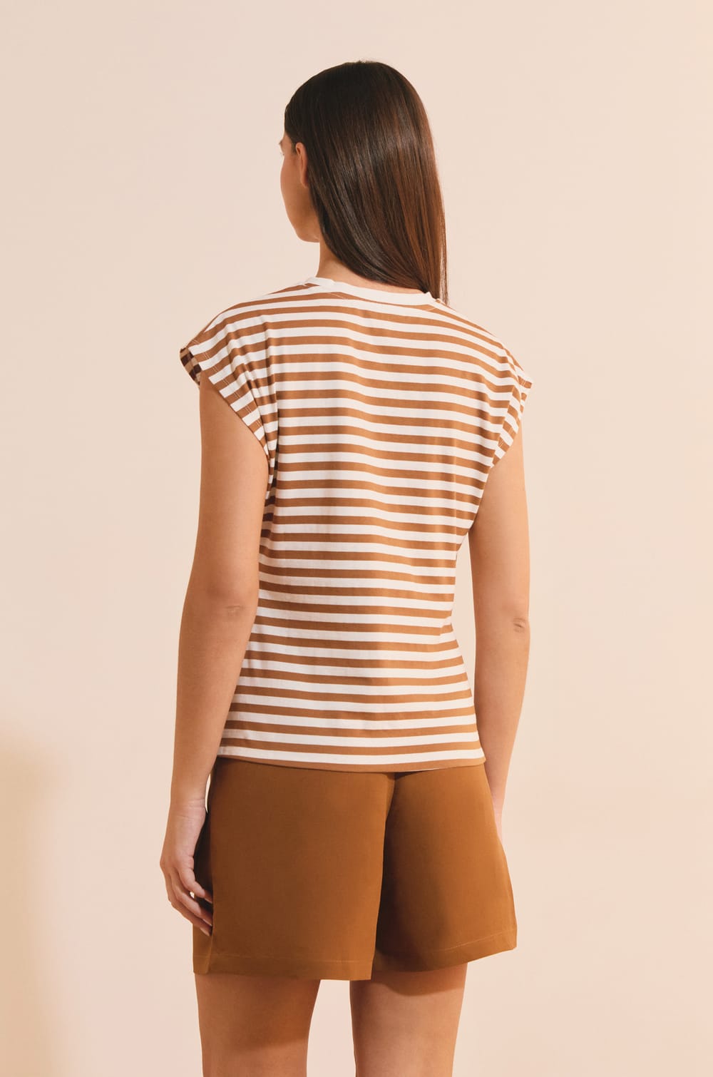T-shirt en coton asym&eacute;trique &agrave; rayures;${refinementColor}