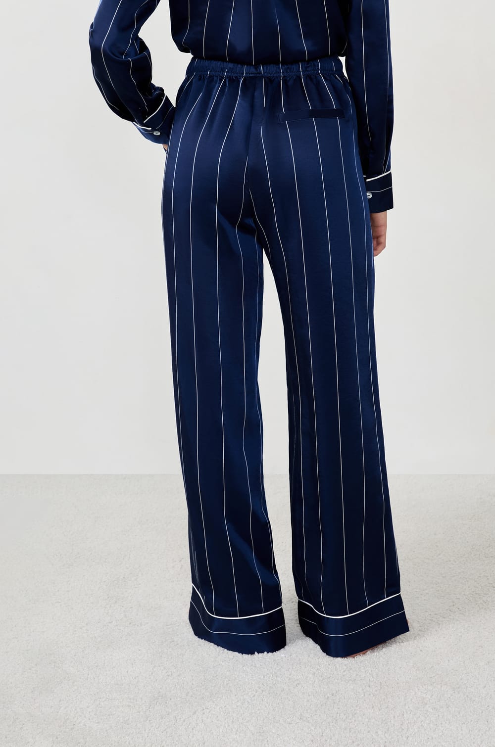 Striped satin pyjama trousers;${refinementColor}