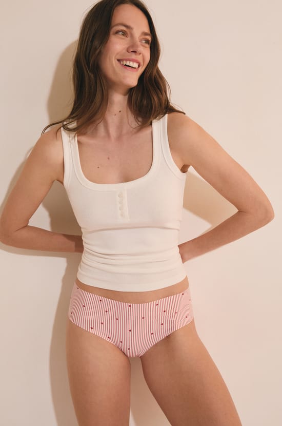 Hipster en microfibre &agrave; motif coeurs;${refinementColor}