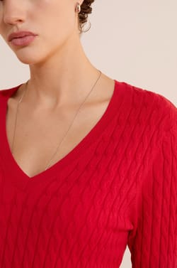 Pull col V en maille fine;${refinementColor}