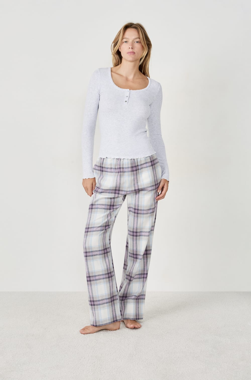 Checkered Pajama Pants;${refinementColor}