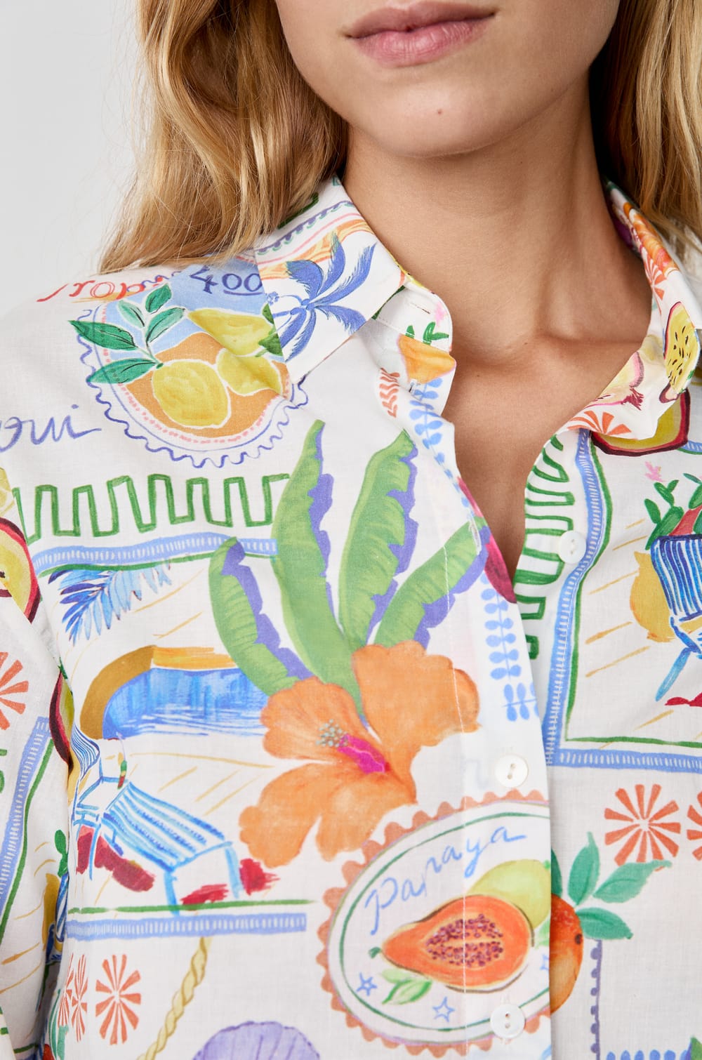 Printed Cotton Shirt;${refinementColor}