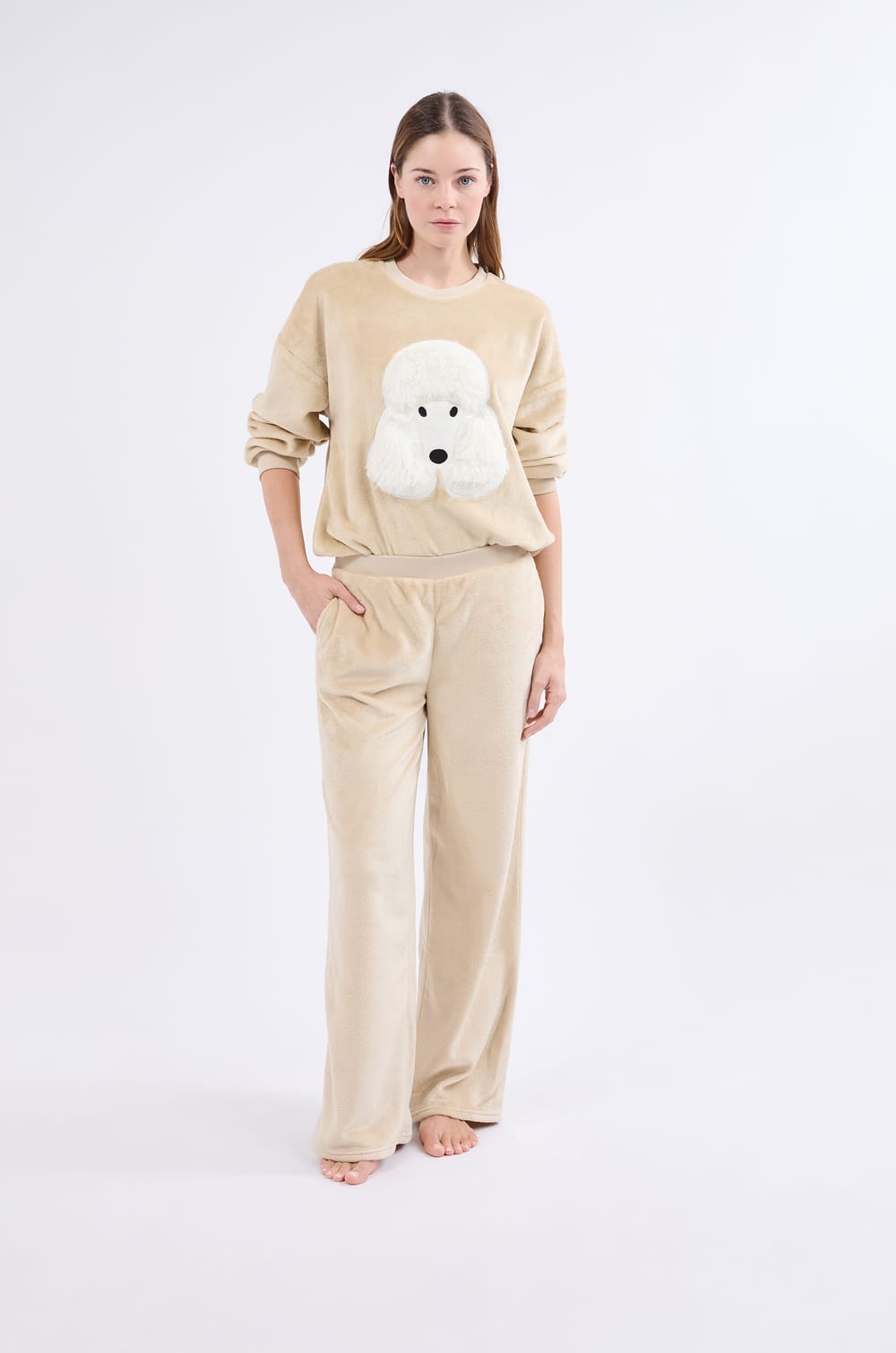 Velvet Effect Pyjama Trousers;${refinementColor}