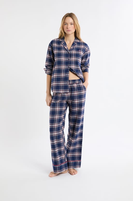 Pantalon de pyjama à carreaux en coton;${refinementColor}