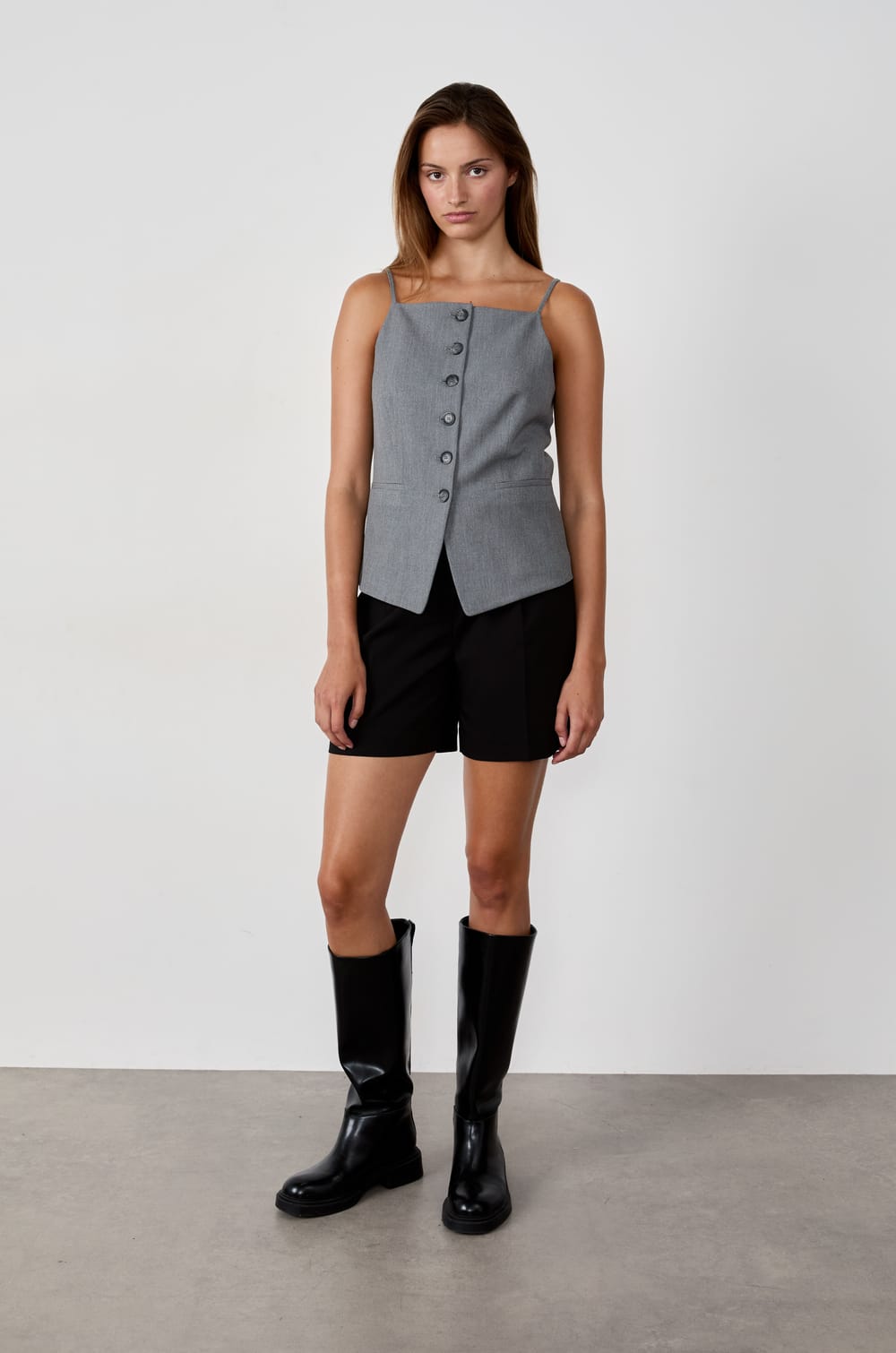 Gilet sans manches à boutons;${refinementColor}