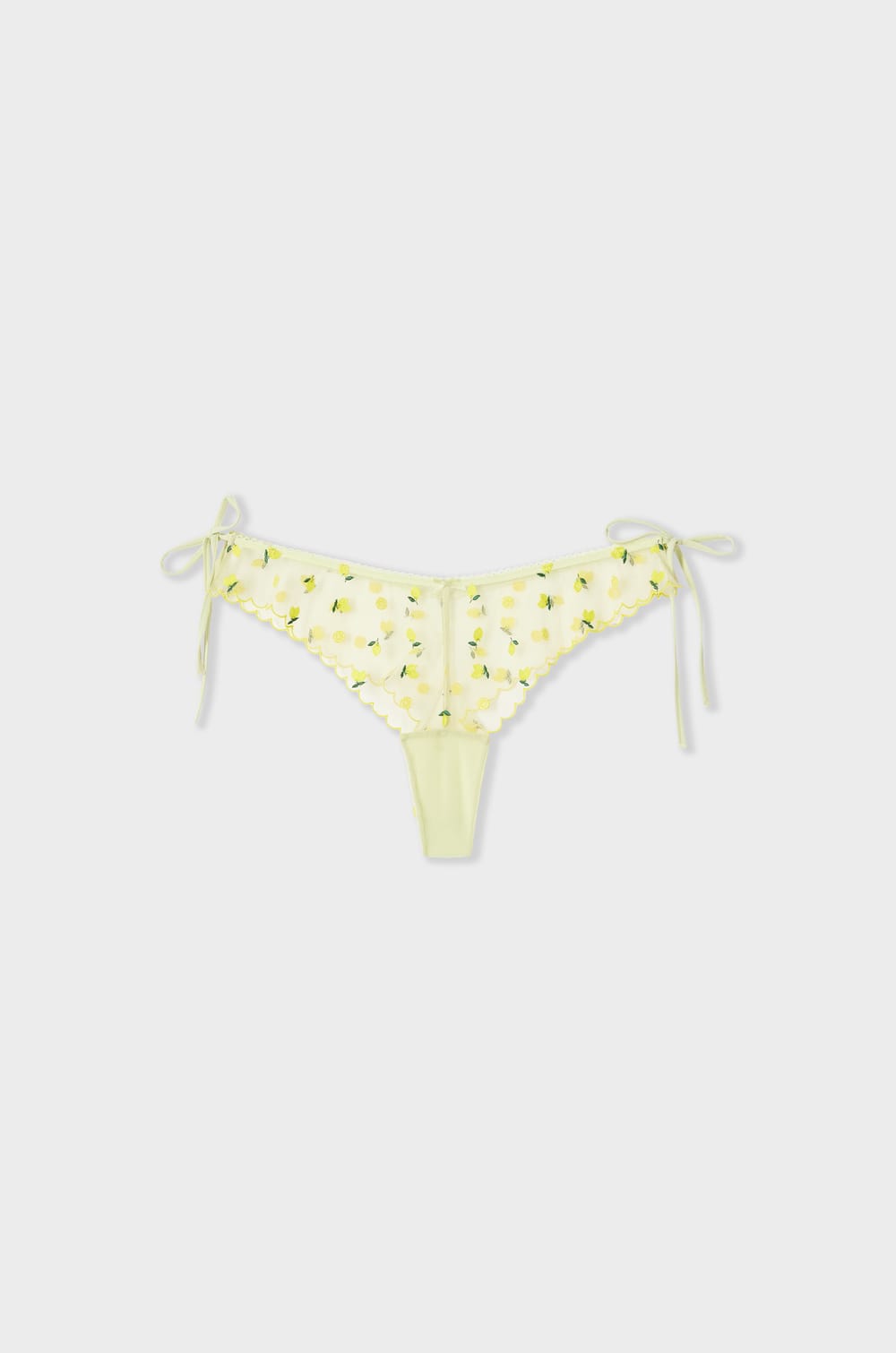 Tanga en broderie avec noeuds et motifs citrons;${refinementColor}