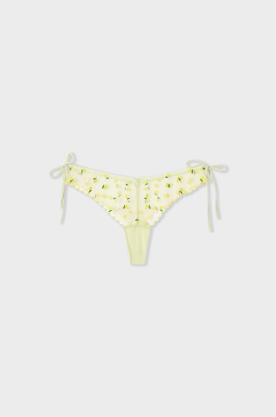 Tanga en broderie avec noeuds et motifs citrons;${refinementColor}