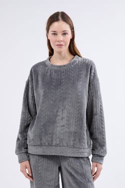 Sweatshirt de pyjama effet velours;${refinementColor}