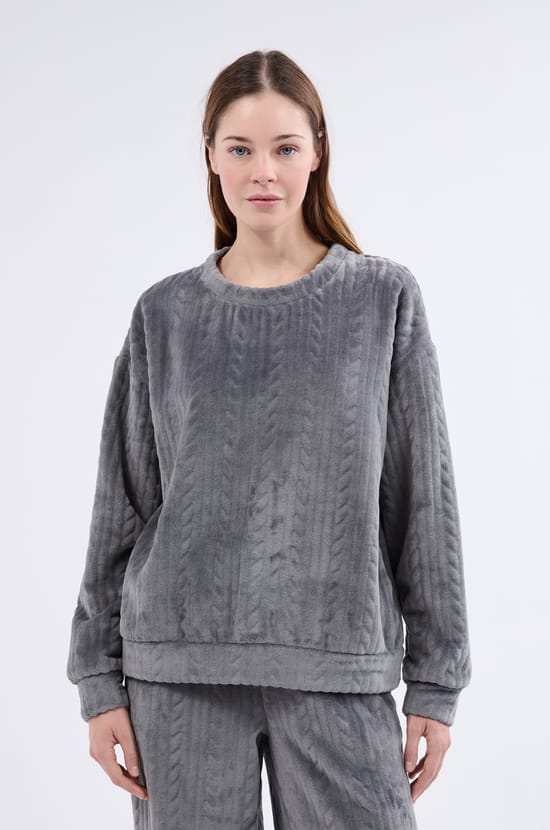 Sweatshirt de pyjama effet velours;${refinementColor}