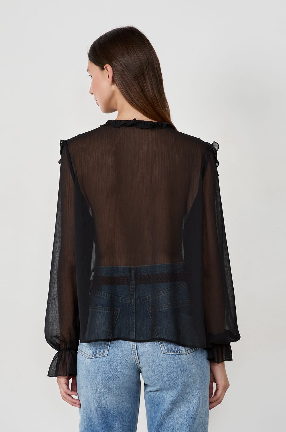 Blouse with Ruffled Collar;${refinementColor}