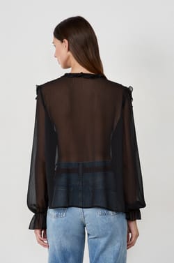 Blouse with Ruffled Collar;${refinementColor}