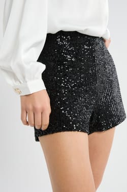 Straight sequin shorts;${refinementColor}