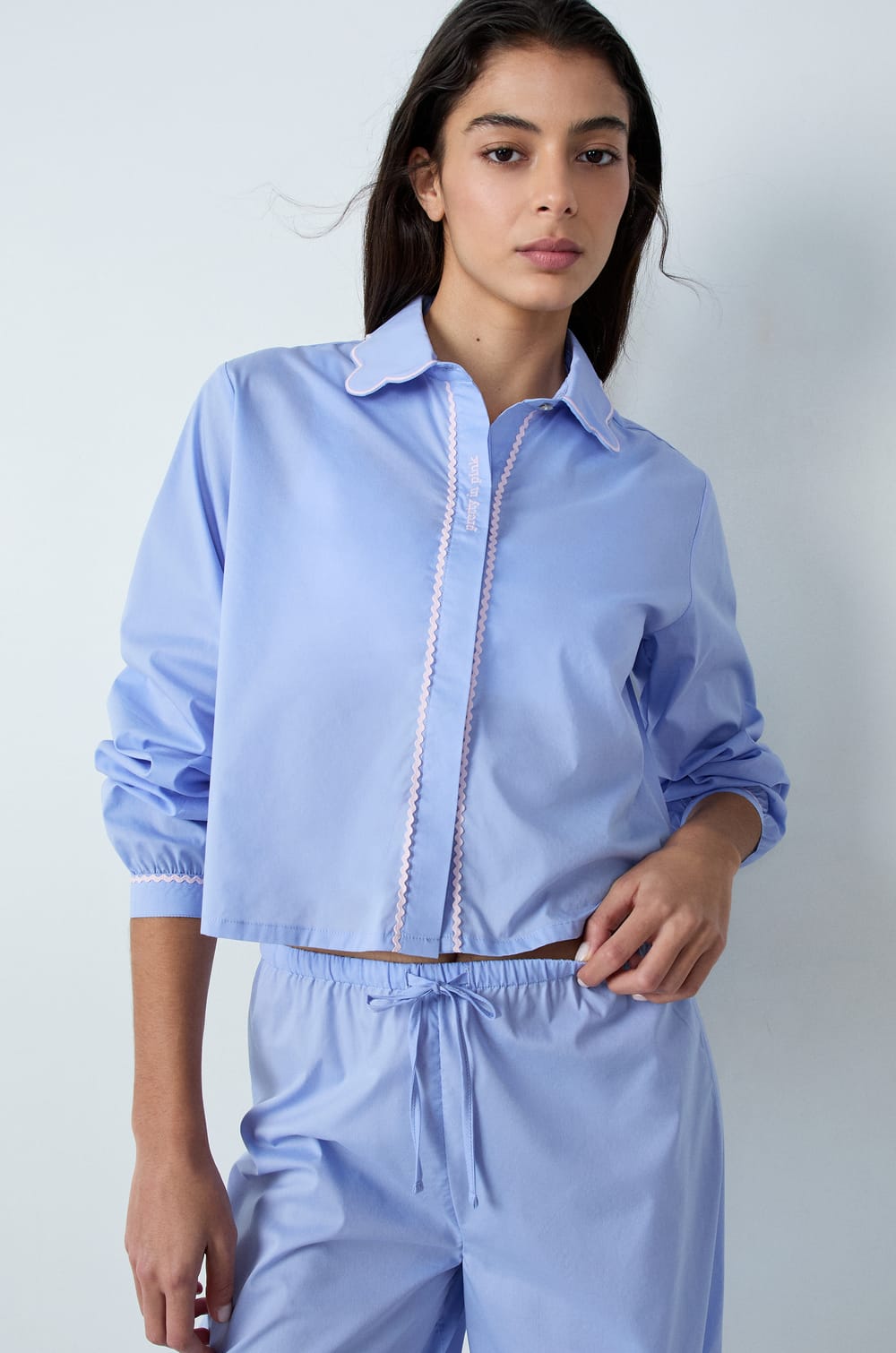 Cotton Pyjama Shirt "Pretty in Pink;${refinementColor}