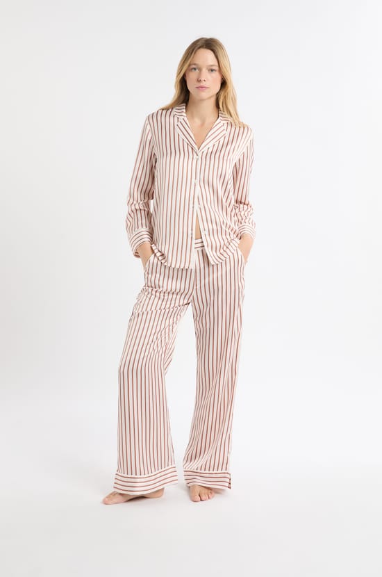 Striped Satin Pyjama Trousers;${refinementColor}