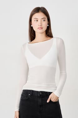 T-shirt col bateau avec laine;${refinementColor}