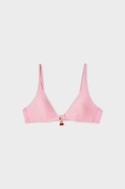 Haut de maillot de bain triangle satin&eacute; avec charm;${refinementColor}