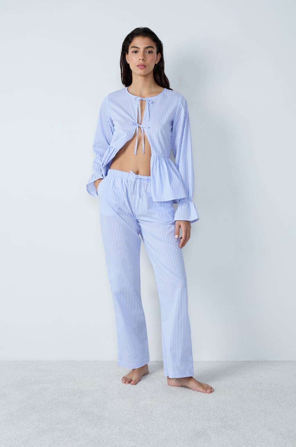 Cotton Striped Pyjama Trousers;${refinementColor}