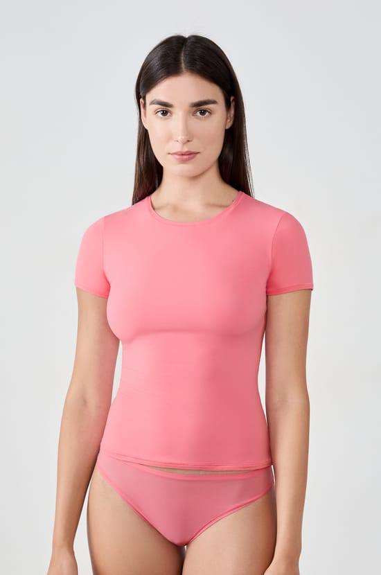 T-shirt manches courtes en microfibre;${refinementColor}