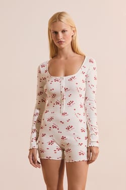 Combishort de pyjama en coton &agrave; motifs tomates;${refinementColor}