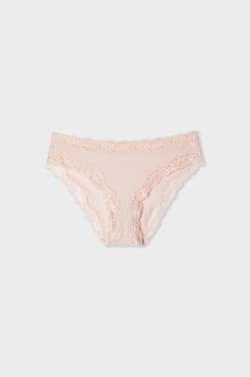 Culotte en microfibre et dentelle;${refinementColor}