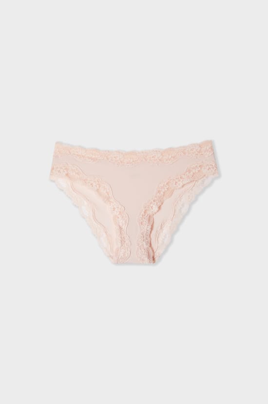 Culotte en microfibre et dentelle;${refinementColor}