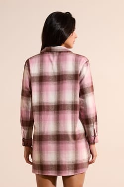 Chemise de nuit &agrave; carreaux en coton;${refinementColor}