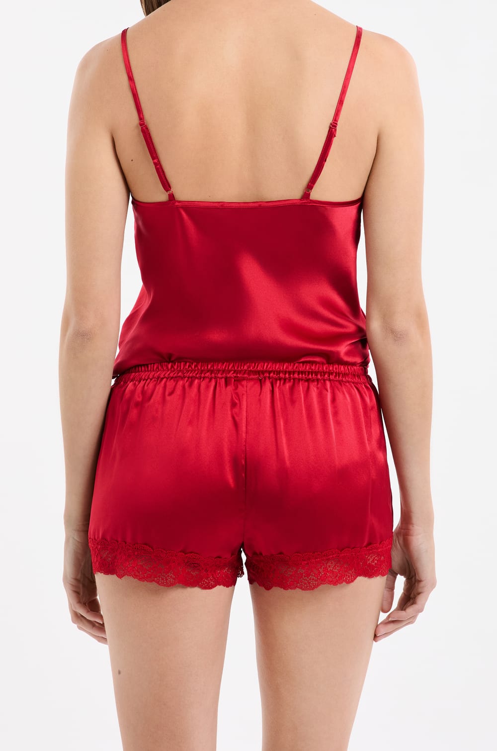 Short de seda con detalle de encaje;${refinementColor}