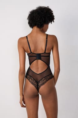 Lace and Satin Bodysuit;${refinementColor}