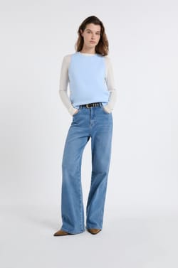 Top sans manches en coton avec boutons dor&eacute;s;${refinementColor}