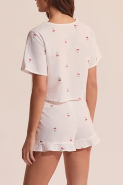 Short de pyjama en coton &agrave; motifs cerises;${refinementColor}