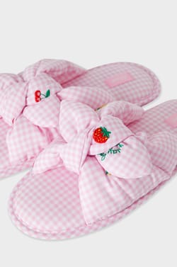 Cotton Slippers with Bow;${refinementColor}