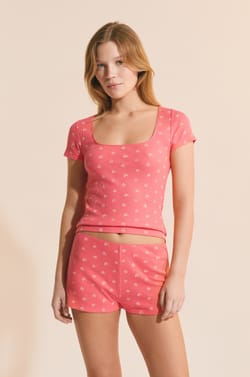 Short de pyjama &agrave; motifs fleurs;${refinementColor}