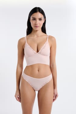 Soutien-gorge triangle en microfibre et dentelle;${refinementColor}