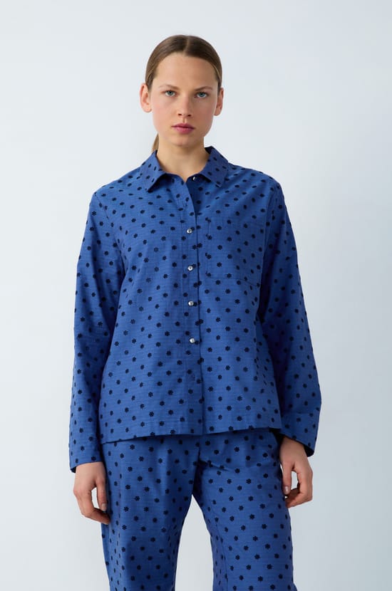 Chemise de pyjama en coton à pois;${refinementColor}