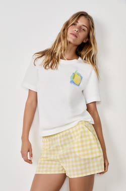 T-shirt manches courtes imprimé citron;${refinementColor}
