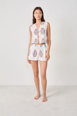 Cotton printed pyjama shorts;${refinementColor}