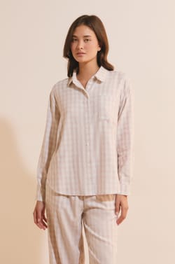 Chemise de pyjama &agrave; carreaux avec coton;${refinementColor}