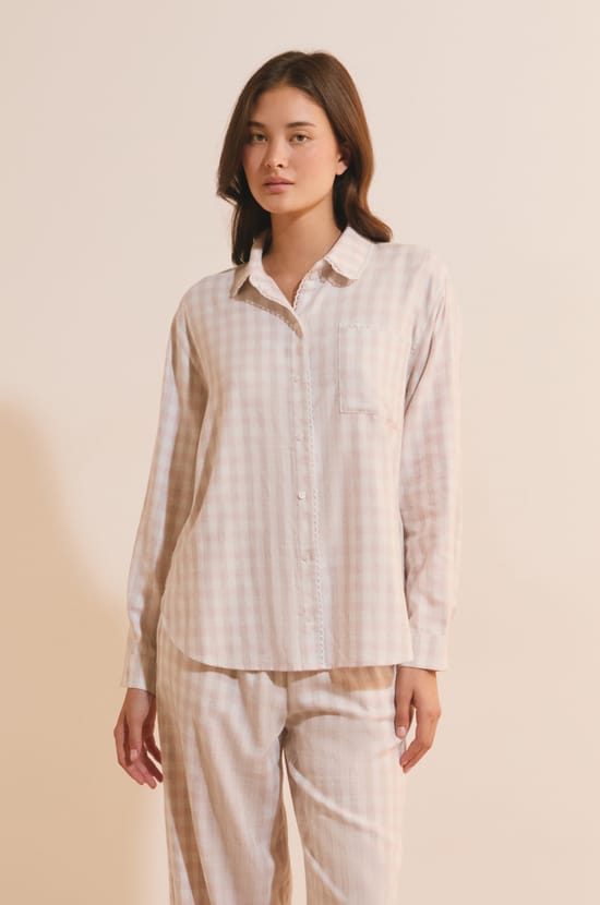 Chemise de pyjama &agrave; carreaux avec coton;${refinementColor}
