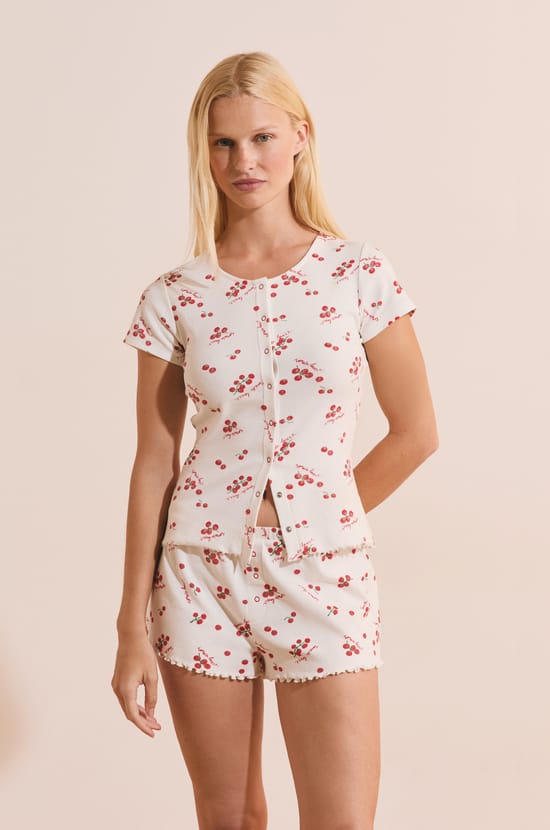 T-shirt de pyjama en coton &agrave; motifs tomates;${refinementColor}