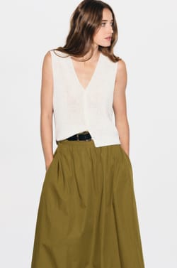 Sleeveless Cardigan with Cotton;${refinementColor}